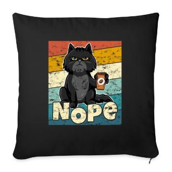 Cat Nope Retro Vintage - Sofa pillowcase 17,3'' x 17,3'' (45 x 45 cm) - black - Front