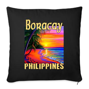 Boracay Philippines Coucher de soleil - Housse de coussin décorative 45 x 45 cm - noir - Devant