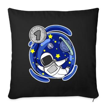 1 year old or school enrolment - Sofa pillowcase 17,3'' x 17,3'' (45 x 45 cm) - black - Front