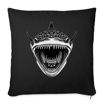 Großer Hai mit offenem Maul - Sofakissenbezug 45 x 45 cm - Schwarz - Vorne