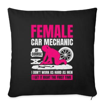 Weibliche Automechanikerin Mädchen Geschenk - Sofakissenbezug 45 x 45 cm - Schwarz - Vorne