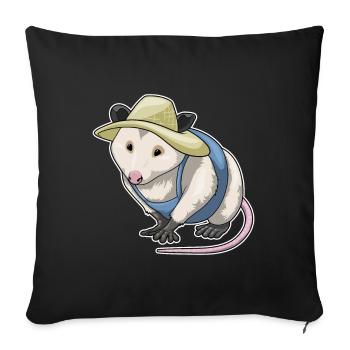 Opossum, fermier, ferme - Housse de coussin décorative 45 x 45 cm - noir - Devant
