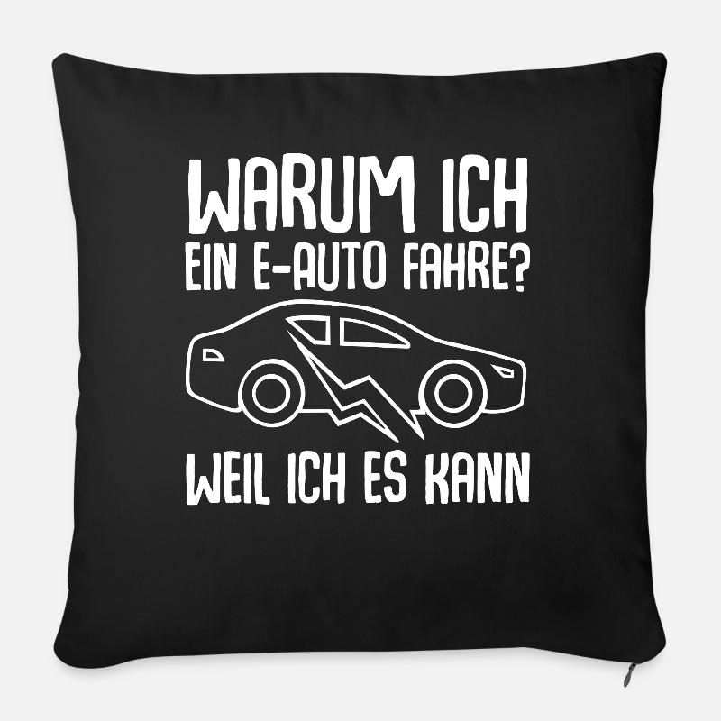 E-Auto Elektroauto - Sofakissenbezug 45 x 45 cm - Schwarz