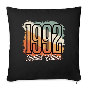 1992 Année de naissance Anniversaire Année de construction Vintage Rétro - Housse de coussin décorative 45 x 45 cm - noir - Devant