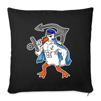 Mouette de la mer du Nord avec ancre - Housse de coussin décorative 45 x 45 cm - noir - Devant