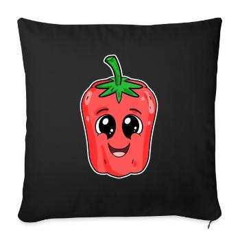 Pepper Face Motif Cute - Sofa pillowcase 17,3'' x 17,3'' (45 x 45 cm) - black - Front
