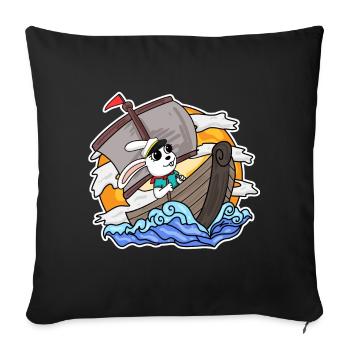 Bateau Capitaine Lapin - Housse de coussin décorative 45 x 45 cm - noir - Devant