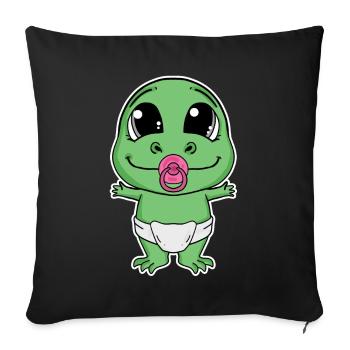 Dinosaure Green Baby - Housse de coussin décorative 45 x 45 cm - noir - Devant