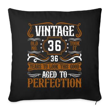 36e anniversaire Vintage Rétro - Housse de coussin décorative 45 x 45 cm - noir - Devant