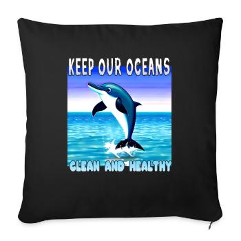 La protection de l’environnement des dauphins est importante - Housse de coussin décorative 45 x 45 cm - noir - Devant