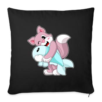 Cat Fish - Sofa pillowcase 17,3'' x 17,3'' (45 x 45 cm) - black - Front