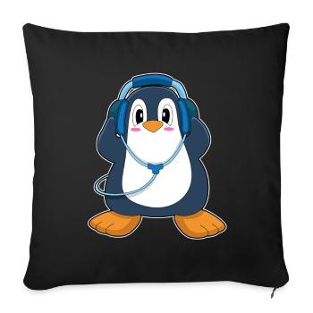 Musique Casque Penguin - Housse de coussin décorative 45 x 45 cm - noir - Devant