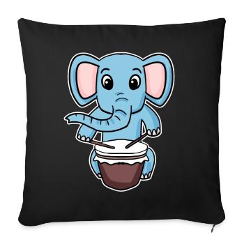 Elephant Drum Motif - Sofa pillowcase 17,3'' x 17,3'' (45 x 45 cm) - black - Front