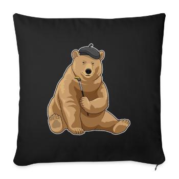 Bear Painter Brush Painting - Sofa pillowcase 17,3'' x 17,3'' (45 x 45 cm) - black - Front