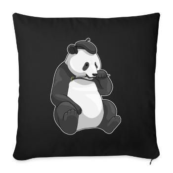 Panda Painter Brush Painting - Sofa pillowcase 17,3'' x 17,3'' (45 x 45 cm) - black - Front