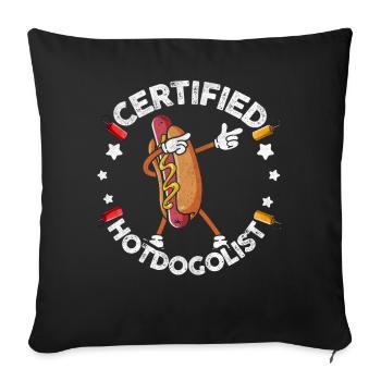 Cool Hot Dog Design for Men Women Boys Sausage - Sofa pillowcase 17,3'' x 17,3'' (45 x 45 cm) - black - Front