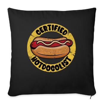 Cool Hot Dog Design for Men Women Boys Sausage - Sofa pillowcase 17,3'' x 17,3'' (45 x 45 cm) - black - Front
