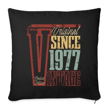 1977 Anniversaire Année de naissance Année de construction Vintage Rétro - Housse de coussin décorative 45 x 45 cm - noir - Devant