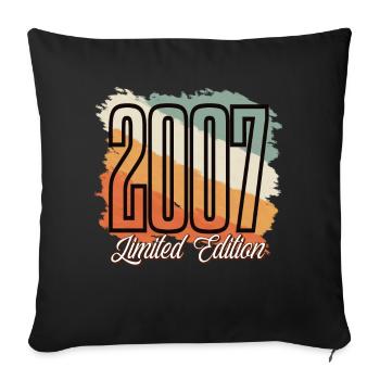 2007 Année de naissance Anniversaire Année de construction Vintage Rétro - Housse de coussin décorative 45 x 45 cm - noir - Devant