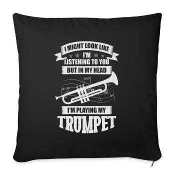Drôle de trompettiste Musique trompettiste Cadeau - Housse de coussin décorative 45 x 45 cm - noir - Devant