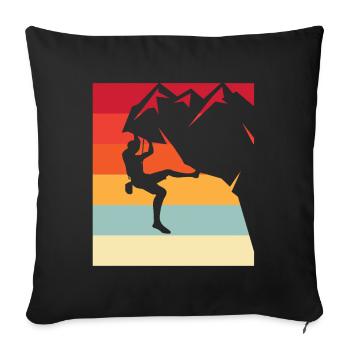 Climbing hero in retro sunset - Sofa pillowcase 17,3'' x 17,3'' (45 x 45 cm) - black - Front