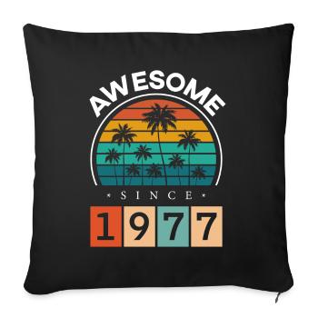 1977 Naissance Anniversaire Année de naissance millésime - Housse de coussin décorative 45 x 45 cm - noir - Devant