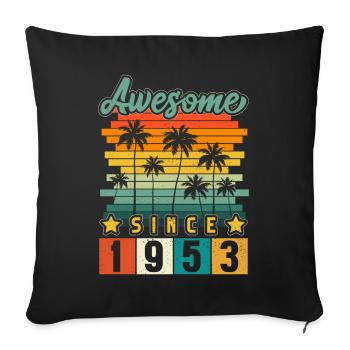 1953 Anniversaire Naissance Année de naissance millésime - Housse de coussin décorative 45 x 45 cm - noir - Devant