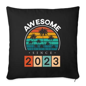 2023 Anniversaire Né Année de naissance millésime - Housse de coussin décorative 45 x 45 cm - noir - Devant