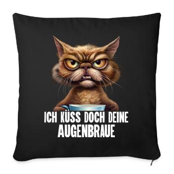 Katze Kaffee Lustige Sprüche - Sofakissenbezug 45 x 45 cm - Schwarz - Vorne