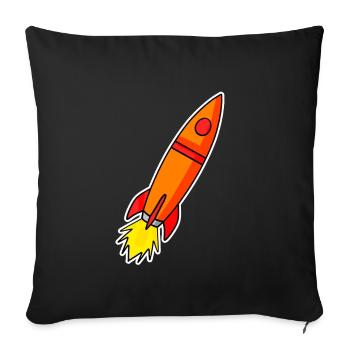 Fusée Orange - Housse de coussin décorative 45 x 45 cm - noir - Devant