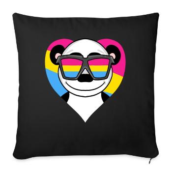 Pansexual Panda Heart Gift - Sofa pillowcase 17,3'' x 17,3'' (45 x 45 cm) - black - Front