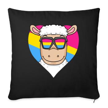 Pansexual Sheep Heart Gift - Sofa pillowcase 17,3'' x 17,3'' (45 x 45 cm) - black - Front