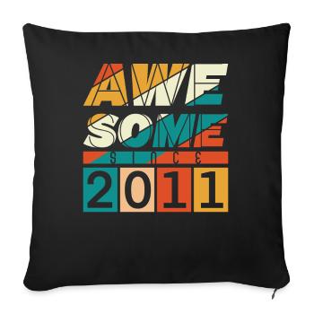 2011 Anniversaire Naissance Année de naissance millésime - Housse de coussin décorative 45 x 45 cm - noir - Devant