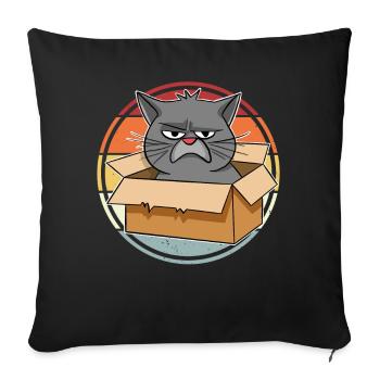 Cat in a box - Sofa pillowcase 17,3'' x 17,3'' (45 x 45 cm) - black - Front