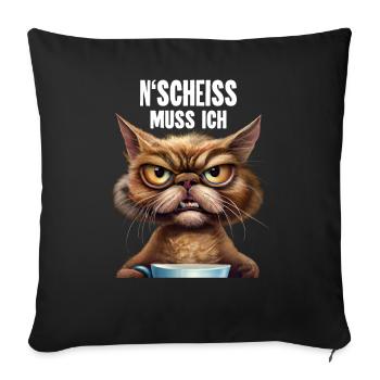 Katze Kaffee Lustige Sprüche - Sofakissenbezug 45 x 45 cm - Schwarz - Vorne