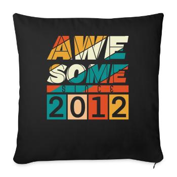 2012 Anniversaire Né Année de naissance millésime - Housse de coussin décorative 45 x 45 cm - noir - Devant