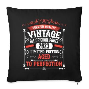 2023 Année de naissance Né Anniversaire Vintage - Housse de coussin décorative 45 x 45 cm - noir - Devant