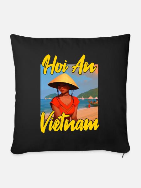 Hoi An Vietnam Sonnenuntergang - Sofakissenbezug 45 x 45 cm - Schwarz