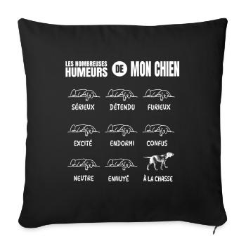 Humeurs de mon chien de chasse - Housse de coussin décorative 45 x 45 cm - noir - Devant