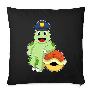 Tortue policier casquette police - Housse de coussin décorative 45 x 45 cm - noir - Devant