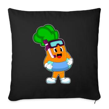 Natation de carottes Anneau d’été - Housse de coussin décorative 45 x 45 cm - noir - Devant