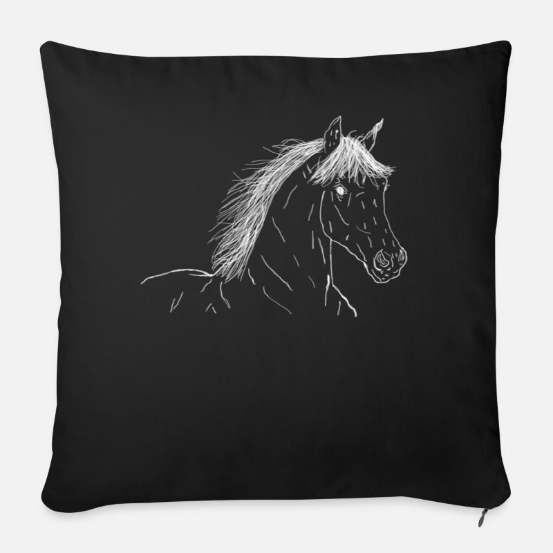 Cheval - Housse de coussin décorative 45 x 45 cm - noir