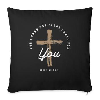 Religious Bible Verse Cross Jeremiah 29:11 - Sofa pillowcase 17,3'' x 17,3'' (45 x 45 cm) - black - Front