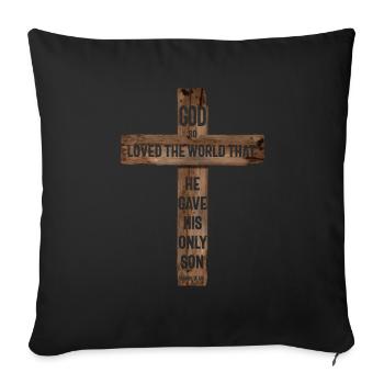 Christian Cross Bible John 3:16 - Sofa pillowcase 17,3'' x 17,3'' (45 x 45 cm) - black - Front