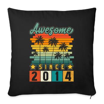 2014 Born Birthday Year of birth vintage - Sofa pillowcase 17,3'' x 17,3'' (45 x 45 cm) - black - Front