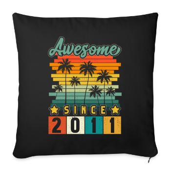 2011 Anniversaire Naissance Année de naissance millésime - Housse de coussin décorative 45 x 45 cm - noir - Devant