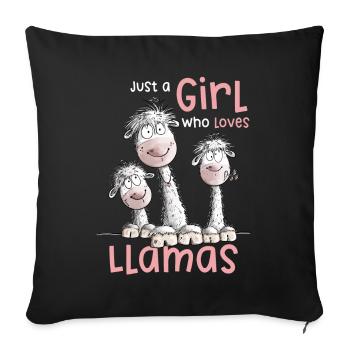 Juste une fille qui aime les lamas Spruch - Housse de coussin décorative 45 x 45 cm - noir - Devant