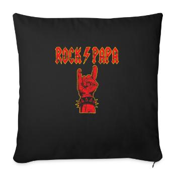 Vatertag Rockpapa Teufelsgruß - Sofakissenbezug 45 x 45 cm - Schwarz - Vorne