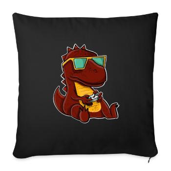 T-Rex Gamer Gaming Zocken Zocker - Sofakissenbezug 45 x 45 cm - Schwarz - Vorne