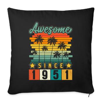 1951 Anniversaire Naissance Année de naissance millésime - Housse de coussin décorative 45 x 45 cm - noir - Devant